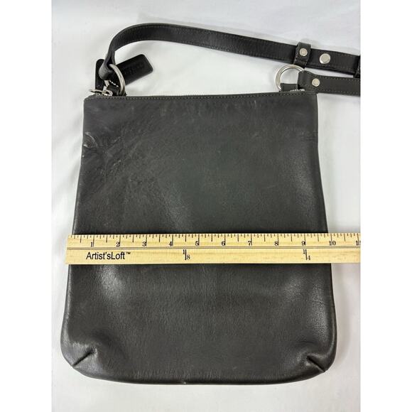 Vintage Coach 9457 Chelsea Slim Crossbody Legacy Bag Dark Grey Leather Purse - Picture 4 of 10